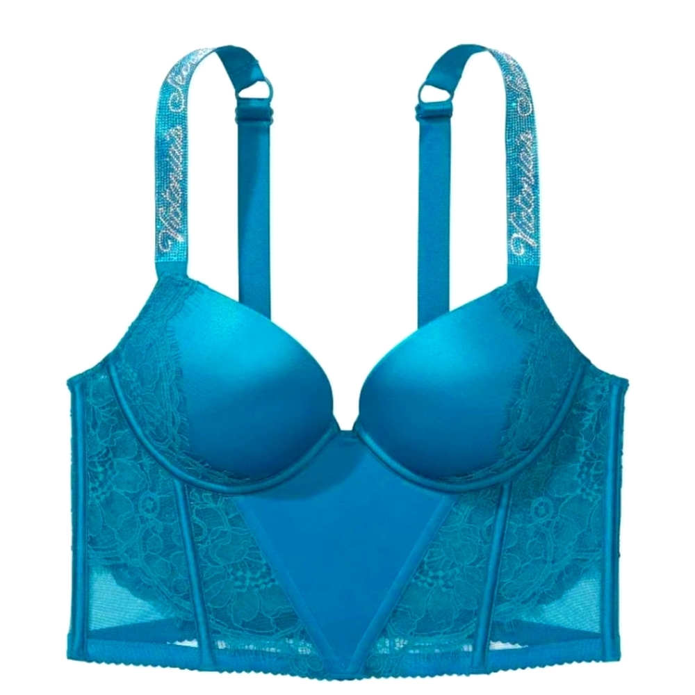 Victoria Secret VERY SEXY Shine Strap Lace Push-Up Corset Top 34DD